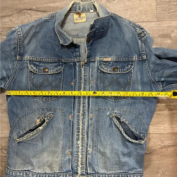 WRANGLER Blue Bell 1950s 8MZ Denim Zip-Up Vintage Blue Jacket Size 42